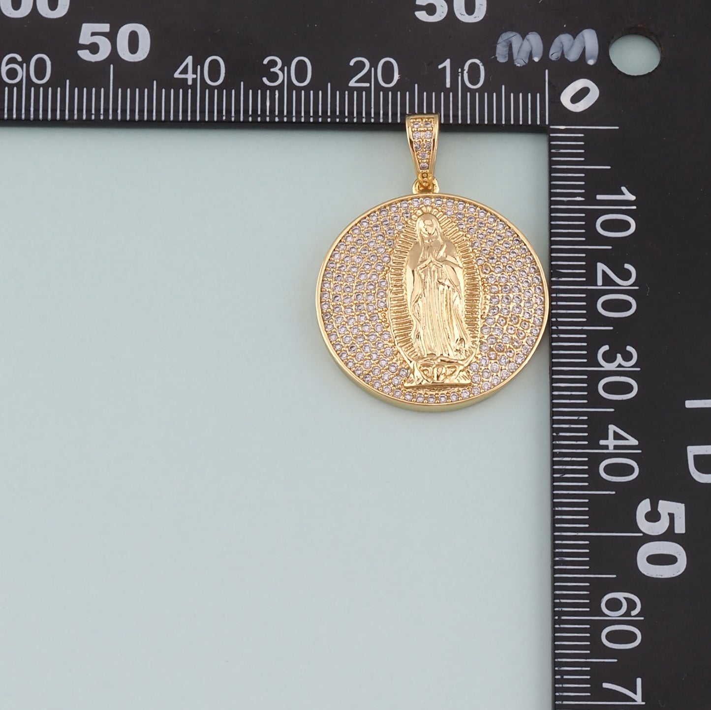 18K Gold Filled Virgin Mary Pendant,CZ Micro Pave Religion Charm Bracelet Necklace for DIY Jewelry Making Supply