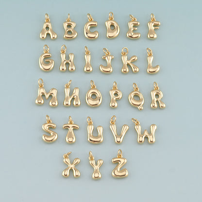 Gold letter Charms,18K Gold Filled letter Pendant,Initial Charm Bracelet Necklace for DIY Jewelry Making Supply