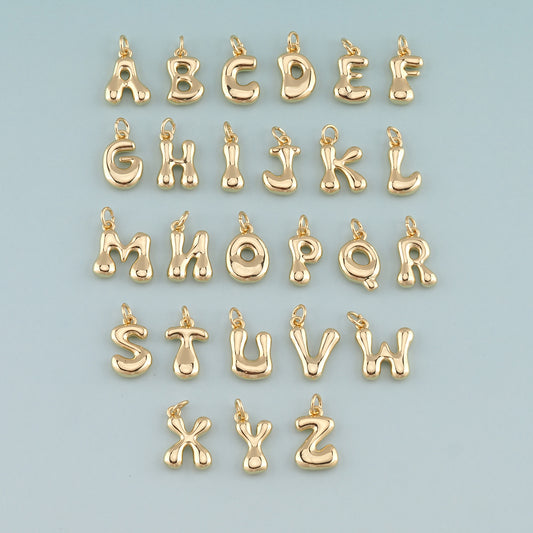 Gold letter Charms,18K Gold Filled letter Pendant,Initial Charm Bracelet Necklace for DIY Jewelry Making Supply