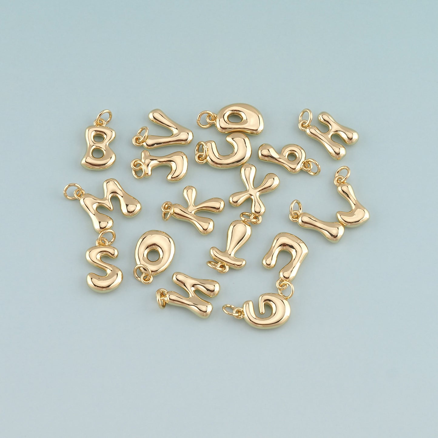 Gold letter Charms,18K Gold Filled letter Pendant,Initial Charm Bracelet Necklace for DIY Jewelry Making Supply