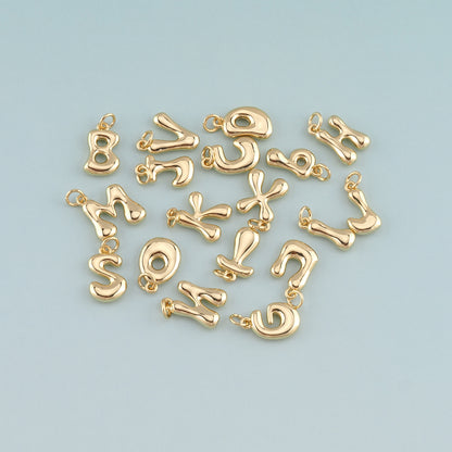 Gold letter Charms,18K Gold Filled letter Pendant,Initial Charm Bracelet Necklace for DIY Jewelry Making Supply