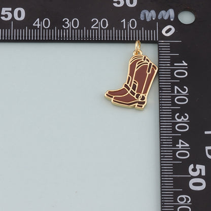 Gold Boots Charms,18K Gold Filled Boots Pendant,Enamel Cowboy Boots Charm Bracelet Necklace for DIY Jewelry Making Supply