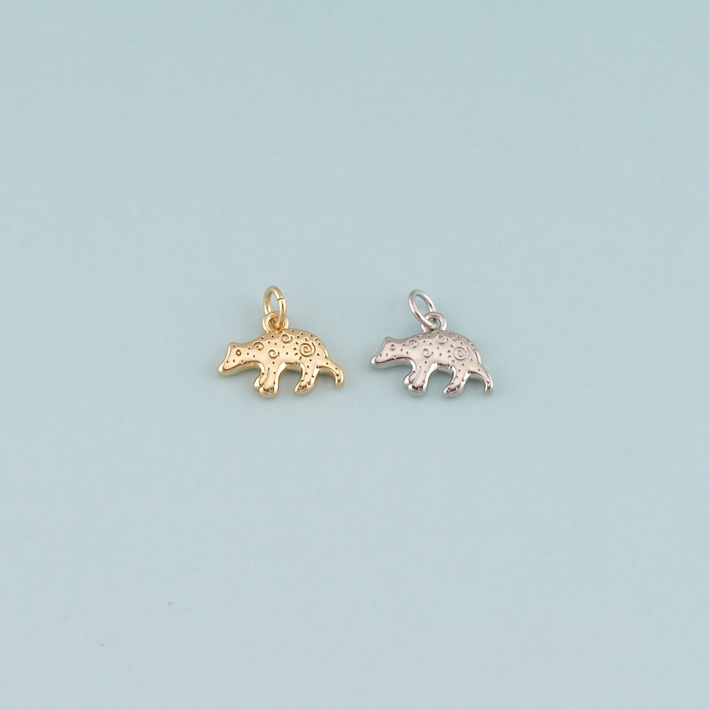 18K Gold Filled Bear Pendant,CZ Micro Pave Bear Charm Bracelet Necklace for DIY Jewelry Making Supply