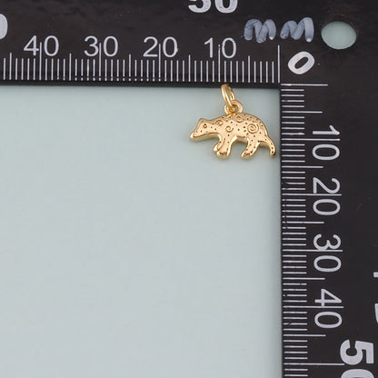 18K Gold Filled Bear Pendant,CZ Micro Pave Bear Charm Bracelet Necklace for DIY Jewelry Making Supply