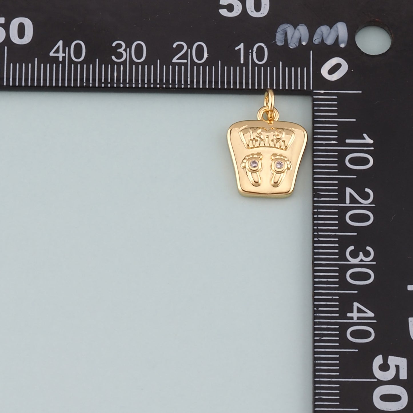 18K Gold Filled Foot Pendant,CZ Micro Pave Baby Foot Charm Bracelet Necklace for DIY Jewelry Making Supply