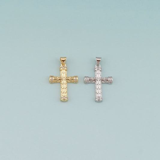 Gold Cross Charms,18K Gold Filled Cross Pendant,CZ Micro Pave Religion Charm Bracelet Necklace for DIY Jewelry Making Supply