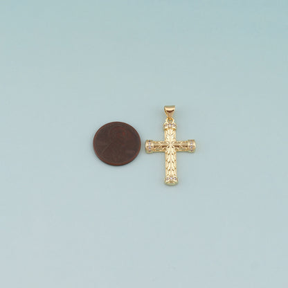 Gold Cross Charms,18K Gold Filled Cross Pendant,CZ Micro Pave Religion Charm Bracelet Necklace for DIY Jewelry Making Supply