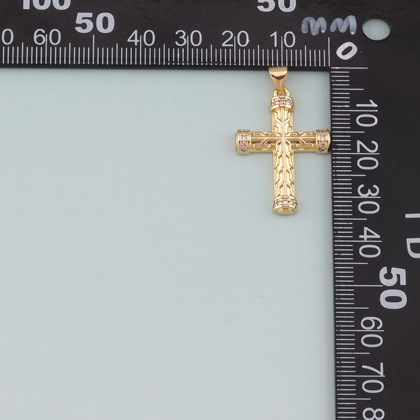 Gold Cross Charms,18K Gold Filled Cross Pendant,CZ Micro Pave Religion Charm Bracelet Necklace for DIY Jewelry Making Supply