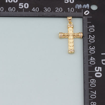 Gold Cross Charms,18K Gold Filled Cross Pendant,CZ Micro Pave Religion Charm Bracelet Necklace for DIY Jewelry Making Supply