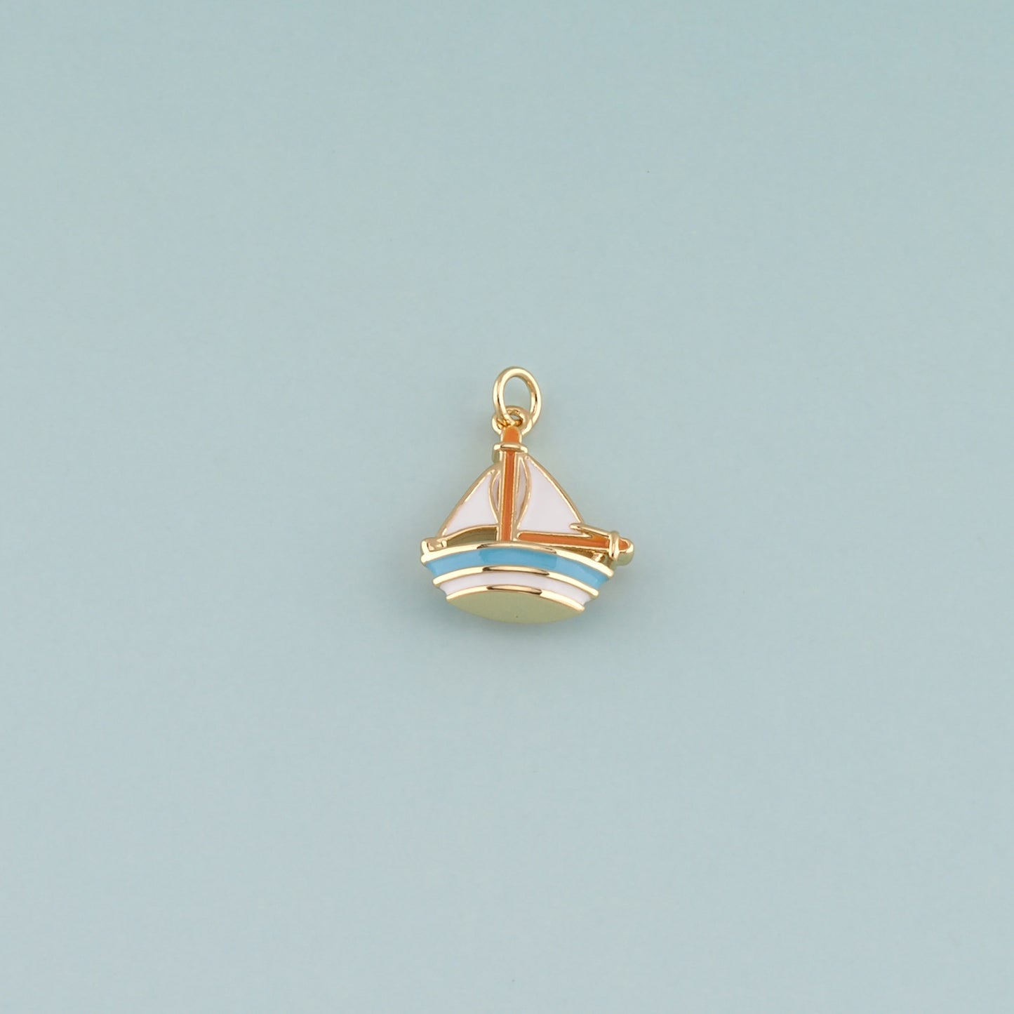Gold Boat Charms,18K Gold Filled Sailboat Pendant,Enamel Navigation Charm Bracelet Necklace for DIY Jewelry Making Supply