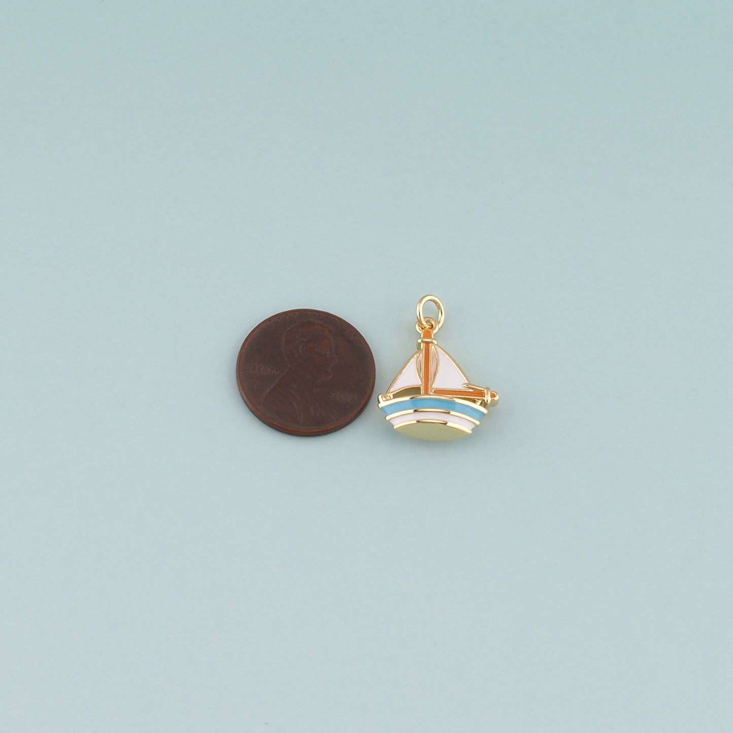Gold Boat Charms,18K Gold Filled Sailboat Pendant,Enamel Navigation Charm Bracelet Necklace for DIY Jewelry Making Supply