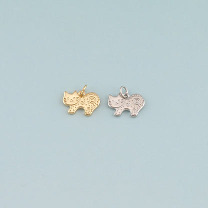 Gold Cat Charms,18K Gold Filled Cat Pendant,Cute Cat Charm Bracelet Necklace for DIY Jewelry Making Supply