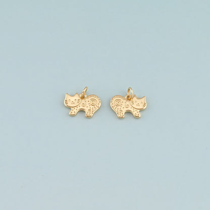 Gold Cat Charms,18K Gold Filled Cat Pendant,Cute Cat Charm Bracelet Necklace for DIY Jewelry Making Supply