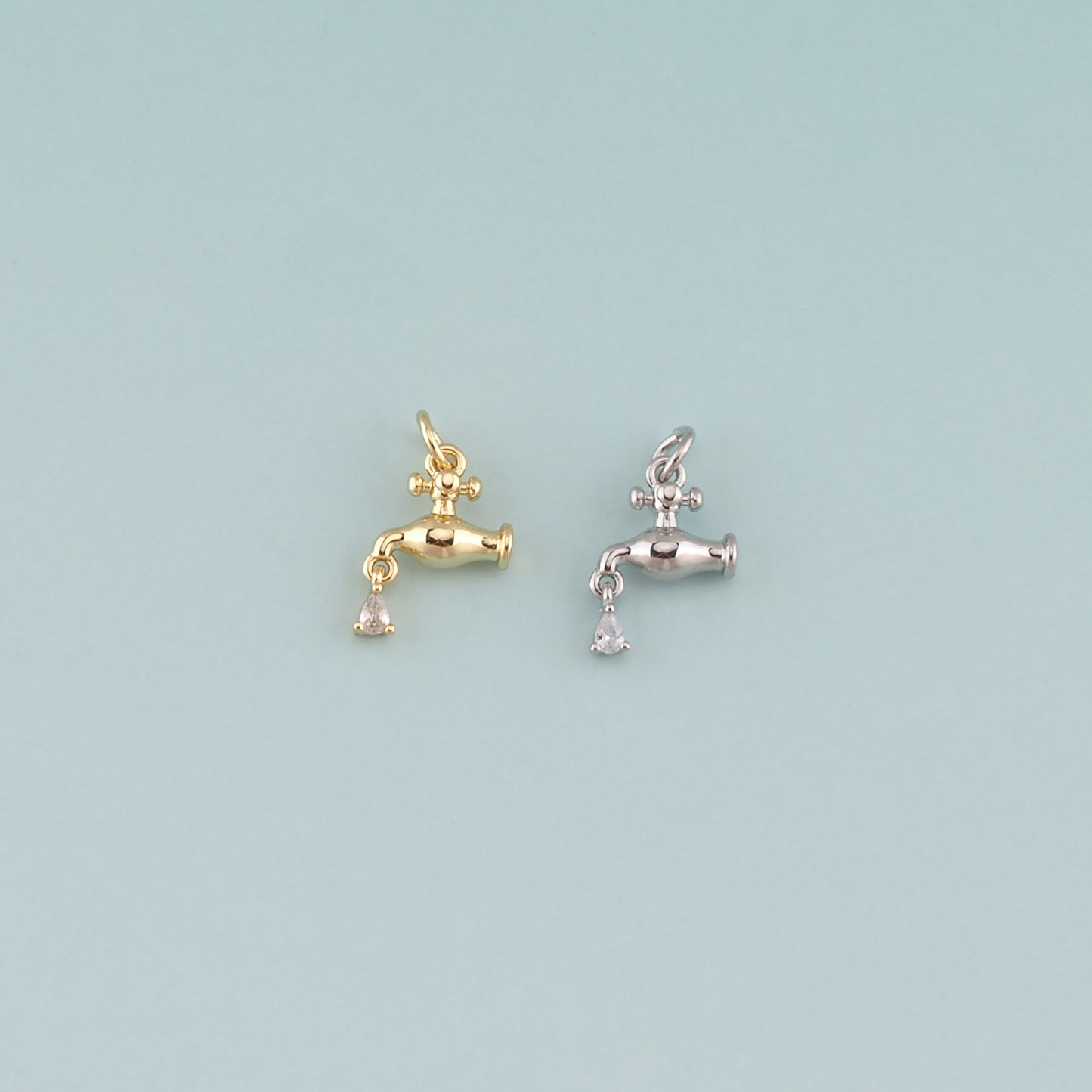 18K Gold Filled Faucet Pendant,Dainty Faucet Charm Bracelet Necklace for DIY Jewelry Making Supply