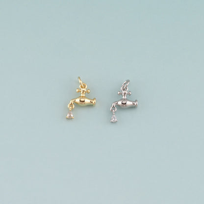 18K Gold Filled Faucet Pendant,Dainty Faucet Charm Bracelet Necklace for DIY Jewelry Making Supply