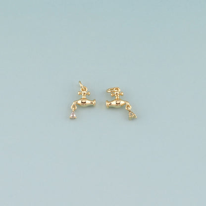 18K Gold Filled Faucet Pendant,Dainty Faucet Charm Bracelet Necklace for DIY Jewelry Making Supply