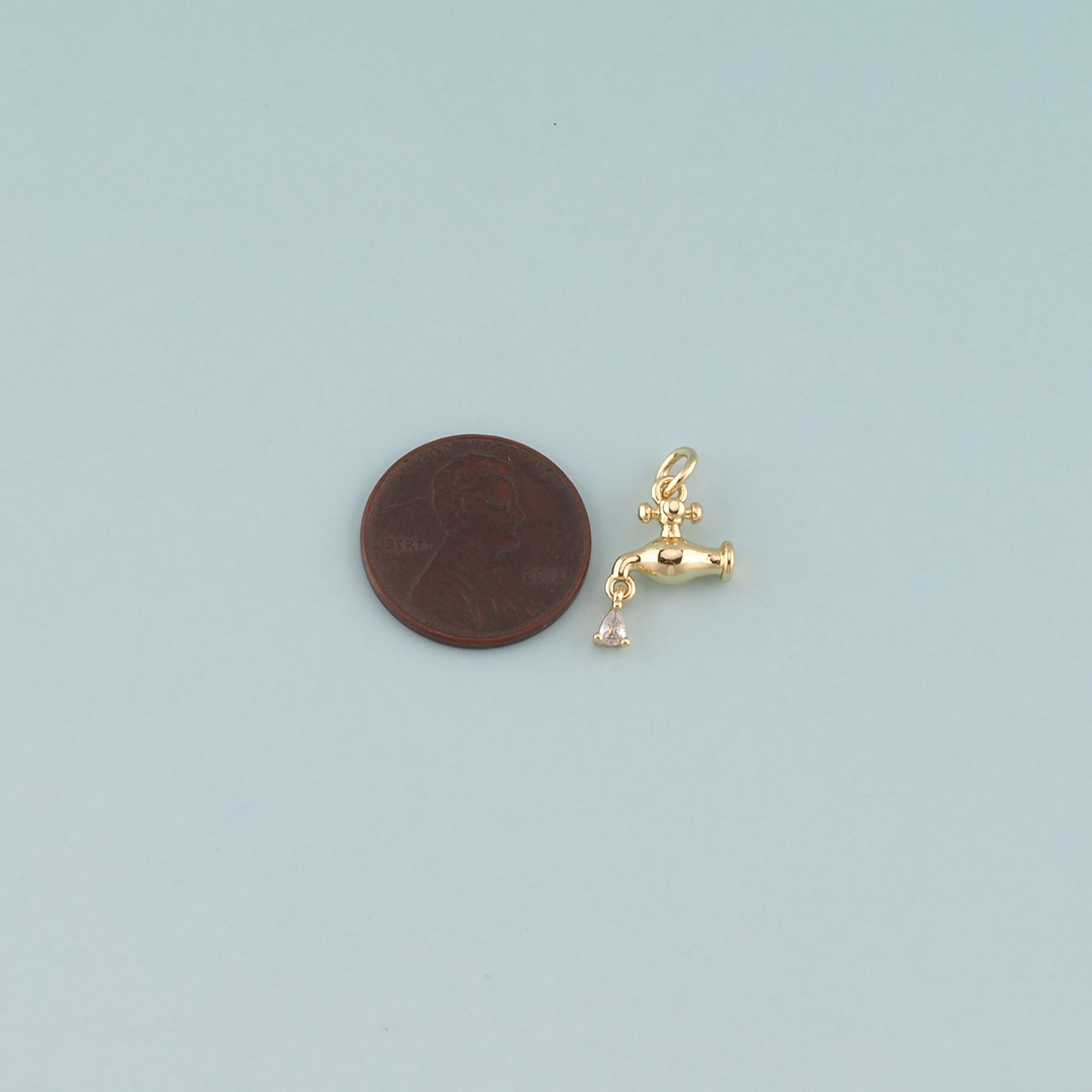 18K Gold Filled Faucet Pendant,Dainty Faucet Charm Bracelet Necklace for DIY Jewelry Making Supply