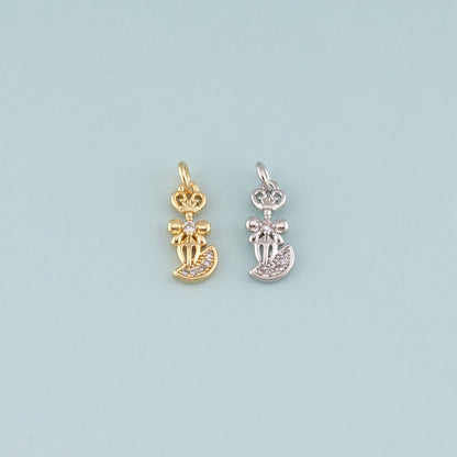 18K Gold Filled Fork Pendant,CZ Micro Pave Fork Charm Bracelet Necklace for DIY Jewelry Making Supply
