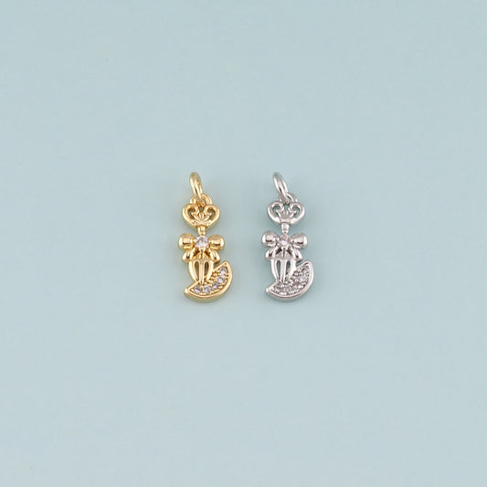 18K Gold Filled Fork Pendant,CZ Micro Pave Fork Charm Bracelet Necklace for DIY Jewelry Making Supply
