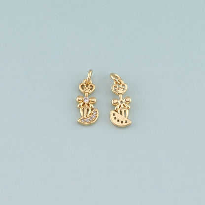 18K Gold Filled Fork Pendant,CZ Micro Pave Fork Charm Bracelet Necklace for DIY Jewelry Making Supply