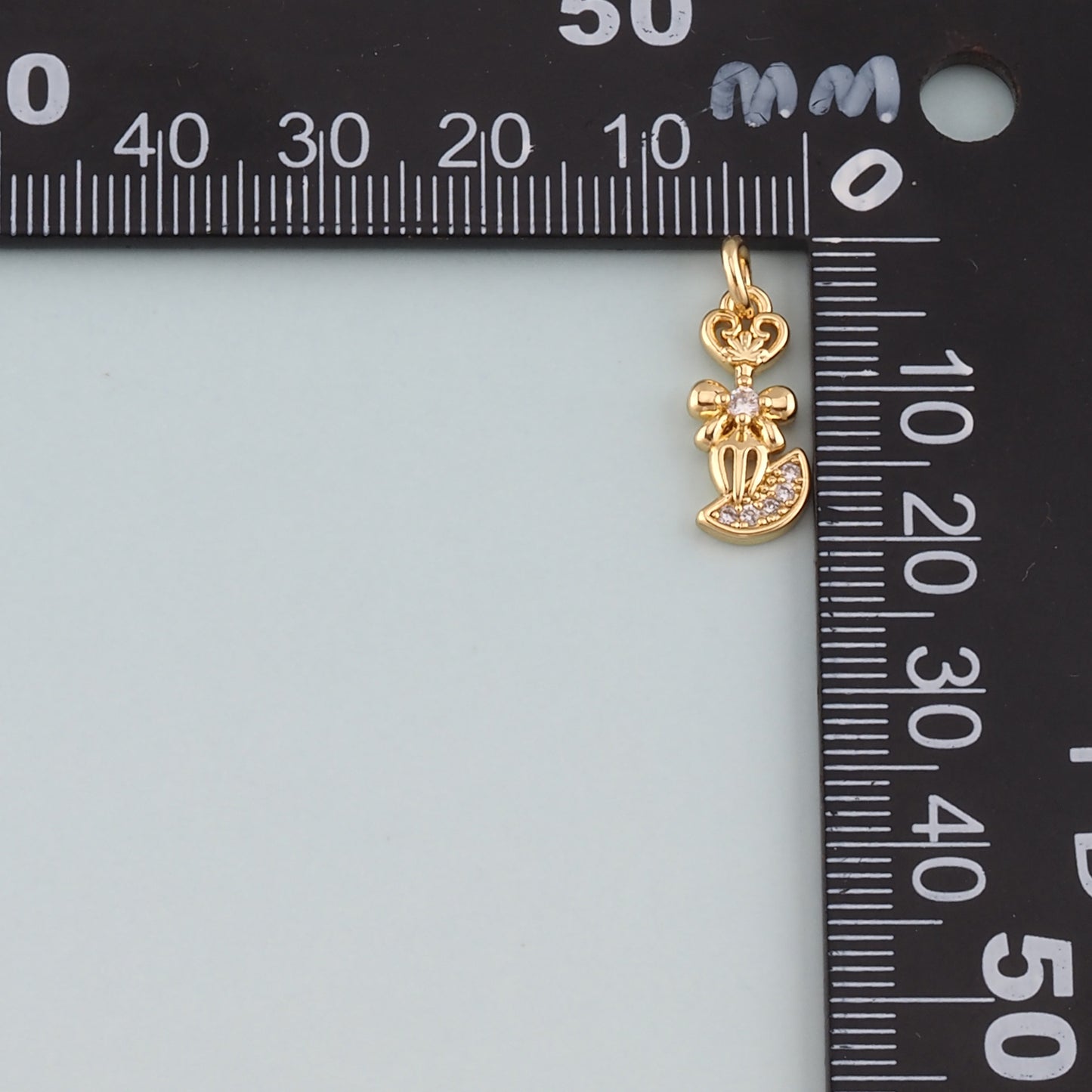 18K Gold Filled Fork Pendant,CZ Micro Pave Fork Charm Bracelet Necklace for DIY Jewelry Making Supply