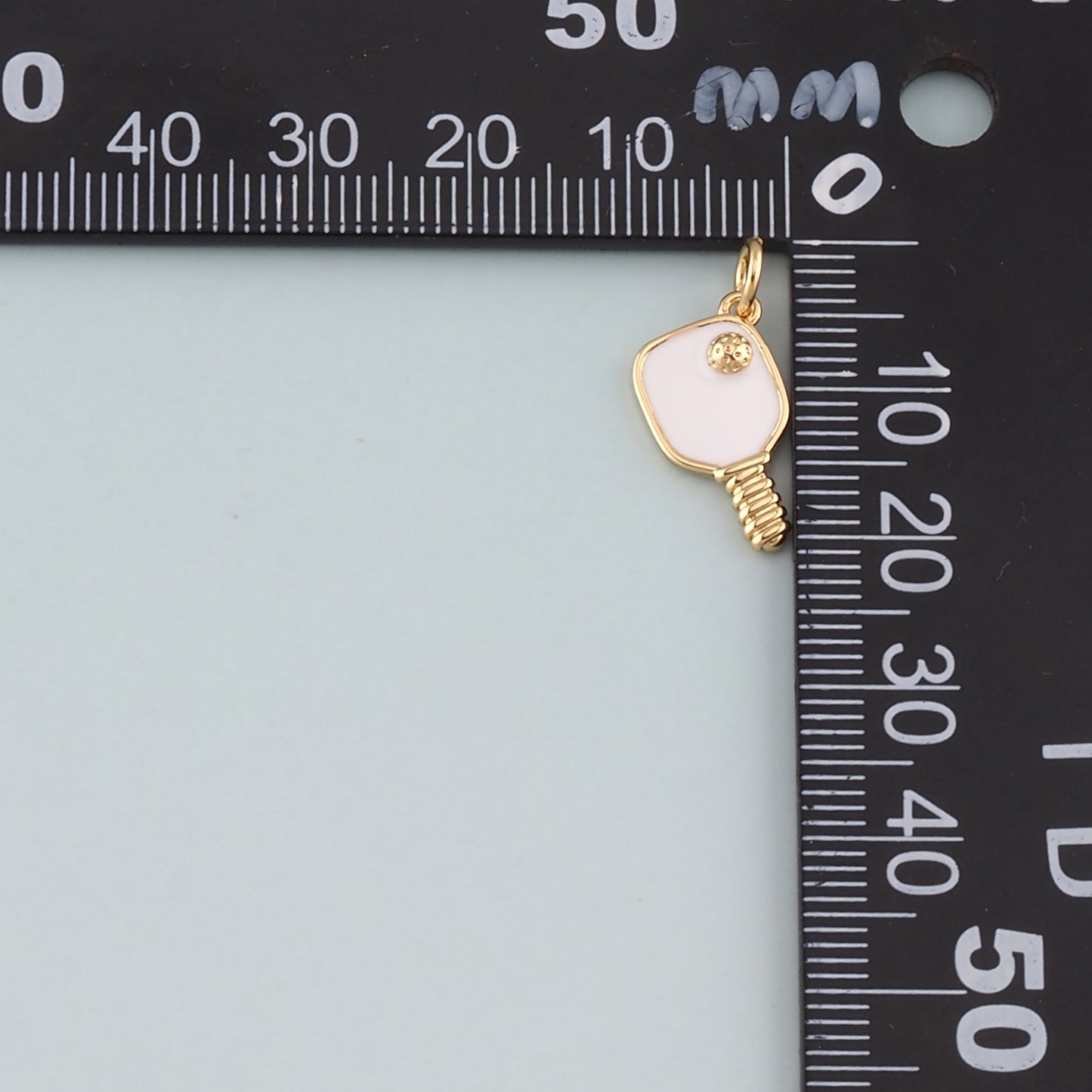 Gold Sports Charm,18K Gold Filled Table Tennis Pendant,Enamel Racket Charm Bracelet Necklace for DIY Jewelry Making Supply