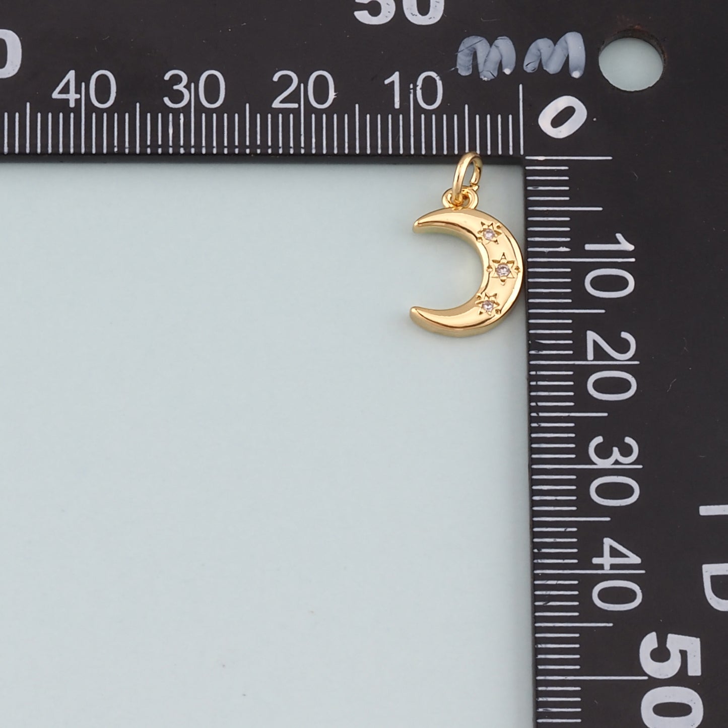 Gold Celestial Charms,18K Gold Filled Moon Pendant,CZ Micro Pave Moon Charm Bracelet Necklace for DIY Jewelry Making Supply