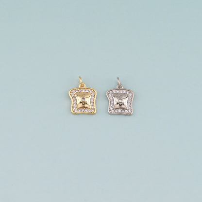 Gold Flower Charms,18K Gold Filled Flower Pendant,CZ Micro Pave Flower Charm Bracelet Necklace for DIY Jewelry Making Supply