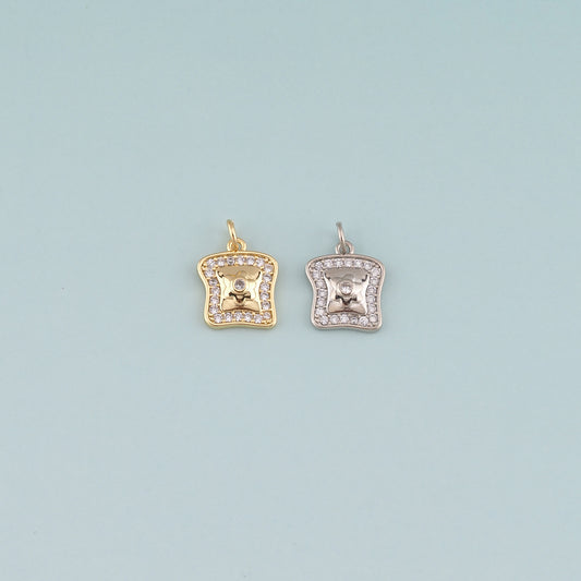 Gold Flower Charms,18K Gold Filled Flower Pendant,CZ Micro Pave Flower Charm Bracelet Necklace for DIY Jewelry Making Supply