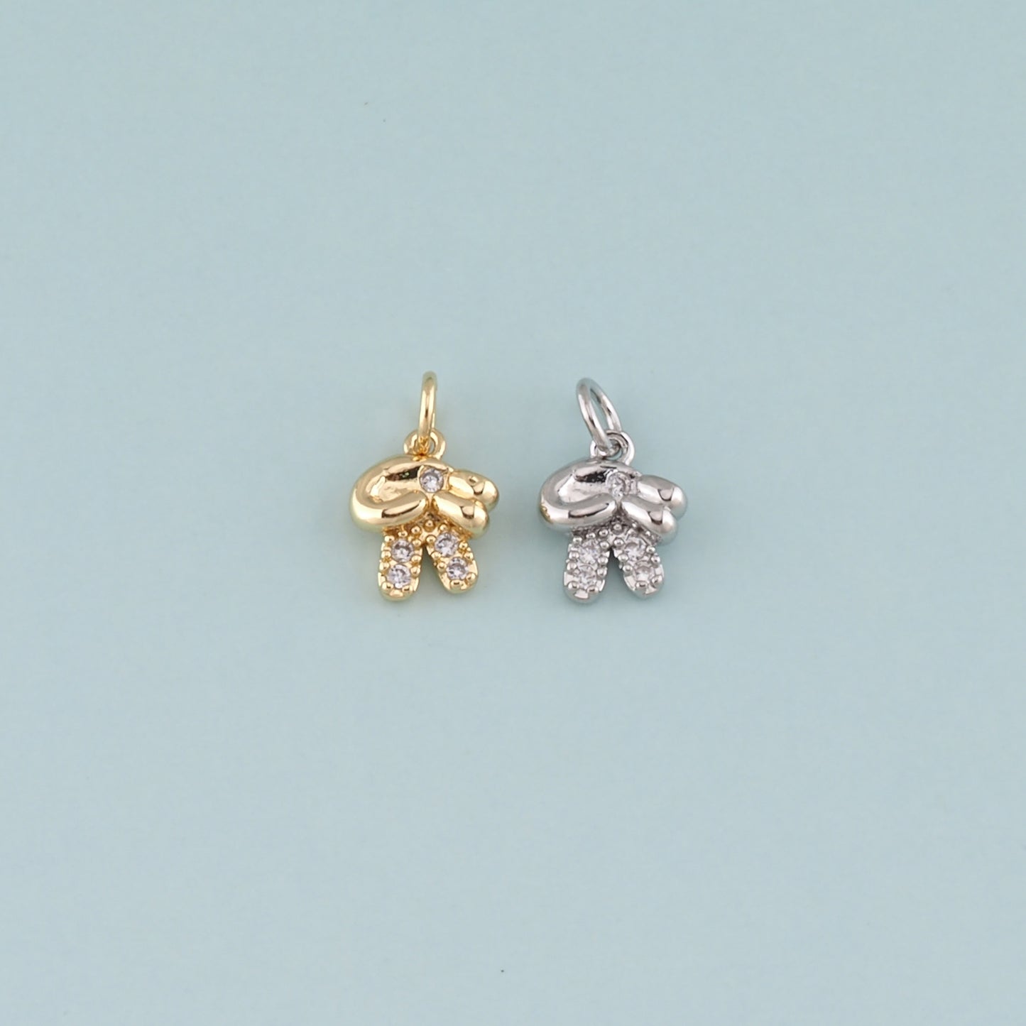 Gold Hand Charms,18K Gold Filled Gesture Pendant,CZ Micro Pave Hand Charm Bracelet Necklace for DIY Jewelry Making Supply