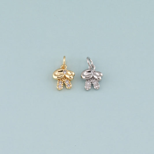 Gold Hand Charms,18K Gold Filled Gesture Pendant,CZ Micro Pave Hand Charm Bracelet Necklace for DIY Jewelry Making Supply