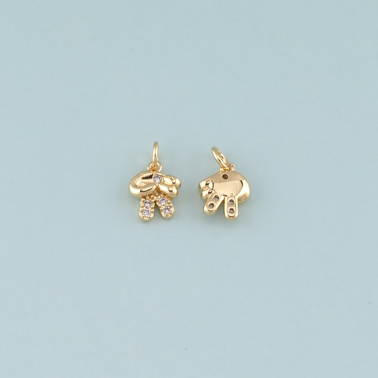 Gold Hand Charms,18K Gold Filled Gesture Pendant,CZ Micro Pave Hand Charm Bracelet Necklace for DIY Jewelry Making Supply