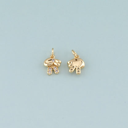 Gold Hand Charms,18K Gold Filled Gesture Pendant,CZ Micro Pave Hand Charm Bracelet Necklace for DIY Jewelry Making Supply