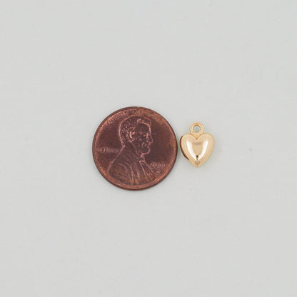 Gold Small Heart Charms,18K Gold Filled Heart Pendant,Heart Charm Bracelet Necklace for DIY Jewelry Making Supply