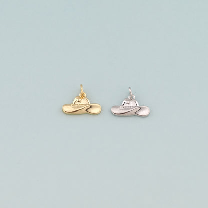 Gold Cowboy Hat Charms,18K Gold Filled Cowboy Hat Pendant,Hat Charm Bracelet Necklace for DIY Jewelry Making Supply