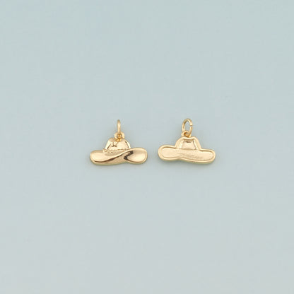Gold Cowboy Hat Charms,18K Gold Filled Cowboy Hat Pendant,Hat Charm Bracelet Necklace for DIY Jewelry Making Supply