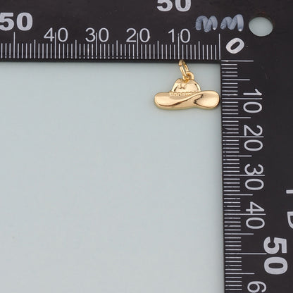 Gold Cowboy Hat Charms,18K Gold Filled Cowboy Hat Pendant,Hat Charm Bracelet Necklace for DIY Jewelry Making Supply