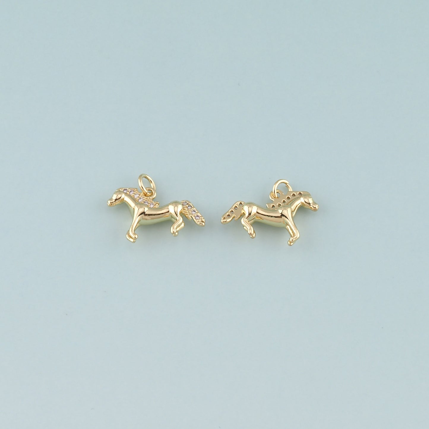 Gold Horse Charms,18K Gold Filled Horse Pendant,CZ Micro Pave Animal Charm Bracelet Necklace for DIY Jewelry Making Supply