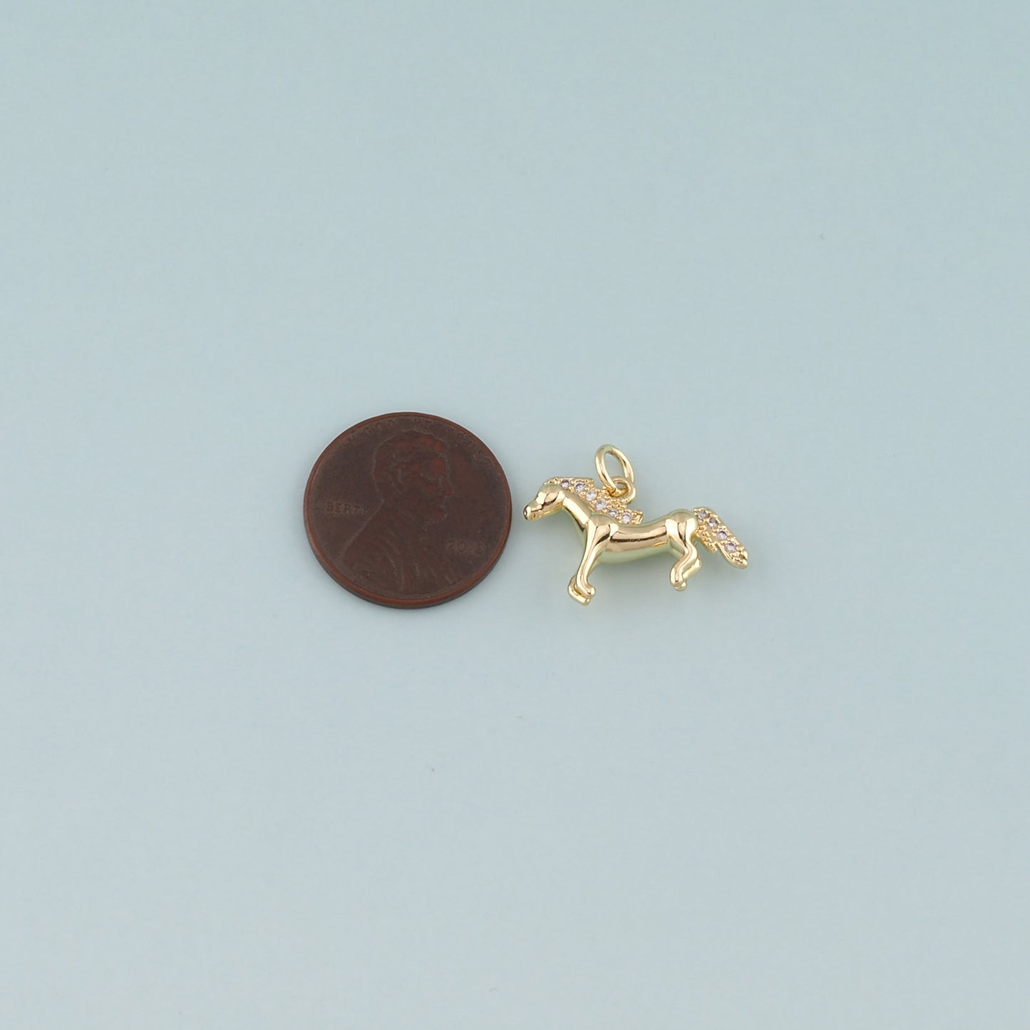 Gold Horse Charms,18K Gold Filled Horse Pendant,CZ Micro Pave Animal Charm Bracelet Necklace for DIY Jewelry Making Supply