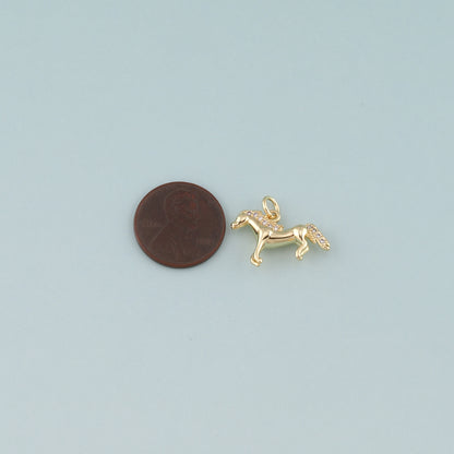 Gold Horse Charms,18K Gold Filled Horse Pendant,CZ Micro Pave Animal Charm Bracelet Necklace for DIY Jewelry Making Supply
