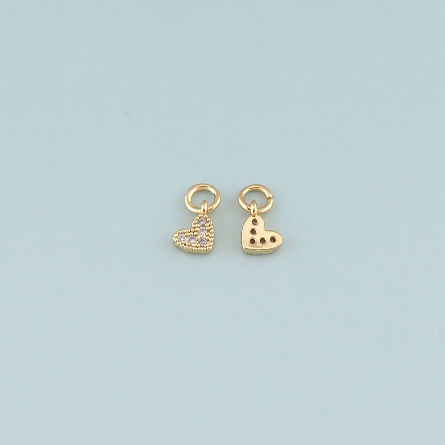 Gold Heart Charms,18K Gold Filled Heart Pendant,CZ Micro Pave Heart Charm Bracelet Necklace for DIY Jewelry Making Supply