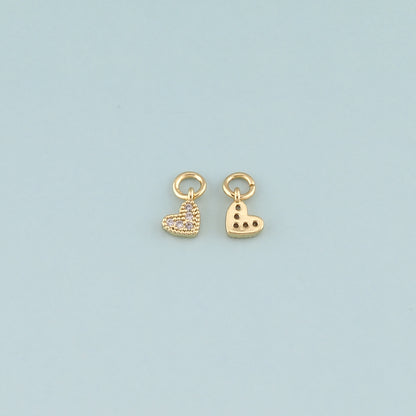 Gold Heart Charms,18K Gold Filled Heart Pendant,CZ Micro Pave Heart Charm Bracelet Necklace for DIY Jewelry Making Supply