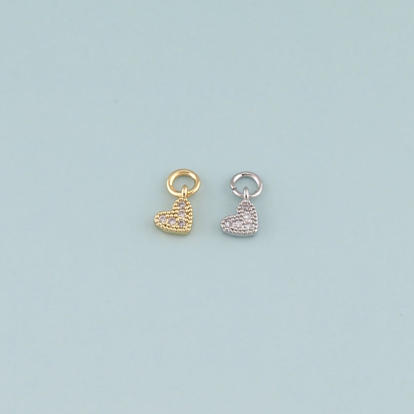 Gold Heart Charms,18K Gold Filled Heart Pendant,CZ Micro Pave Heart Charm Bracelet Necklace for DIY Jewelry Making Supply