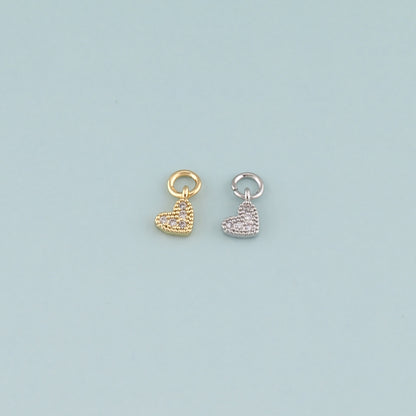 Gold Heart Charms,18K Gold Filled Heart Pendant,CZ Micro Pave Heart Charm Bracelet Necklace for DIY Jewelry Making Supply