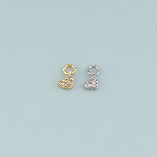 Gold Heart Charms,18K Gold Filled Heart Pendant,CZ Micro Pave Heart Charm Bracelet Necklace for DIY Jewelry Making Supply