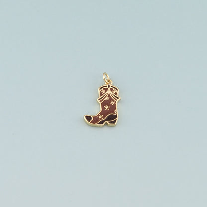 Gold Boots Charms,18K Gold Filled Boots Pendant,Enamel Cowboy Boots Charm Bracelet Necklace for DIY Jewelry Making Supply
