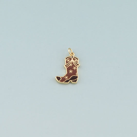 Gold Boots Charms,18K Gold Filled Boots Pendant,Enamel Cowboy Boots Charm Bracelet Necklace for DIY Jewelry Making Supply