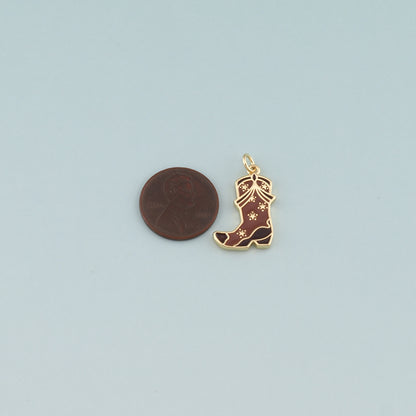 Gold Boots Charms,18K Gold Filled Boots Pendant,Enamel Cowboy Boots Charm Bracelet Necklace for DIY Jewelry Making Supply