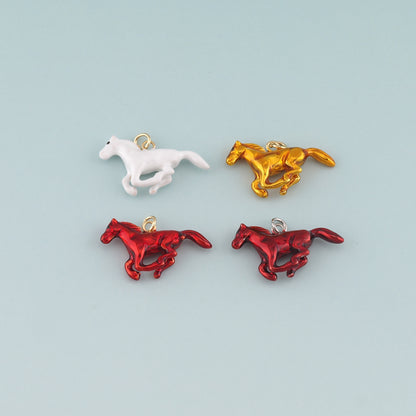 Gold Horse Charms,18K Gold Filled Horse Pendant,Enamel Animal Charm Bracelet Necklace for DIY Jewelry Making Supply