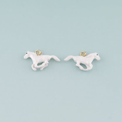 Gold Horse Charms,18K Gold Filled Horse Pendant,Enamel Animal Charm Bracelet Necklace for DIY Jewelry Making Supply